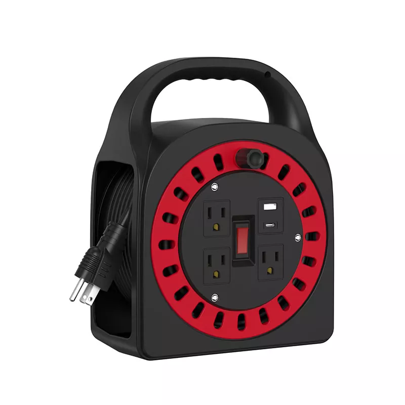 3 आउटलेट्स यूएसबी प्लास्टिक कॉर्ड रील 50 फूट 3 आउटलेट्स यूएसबी प्लास्टिक कॉर्ड रील 50 फूट