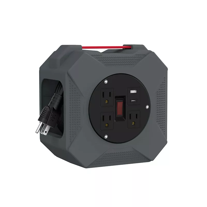 3 आउटलेट्स Usb2.4a प्लास्टिक कॉर्ड रील 45ft 3 आउटलेट्स Usb2.4a प्लास्टिक कॉर्ड रील 45ft