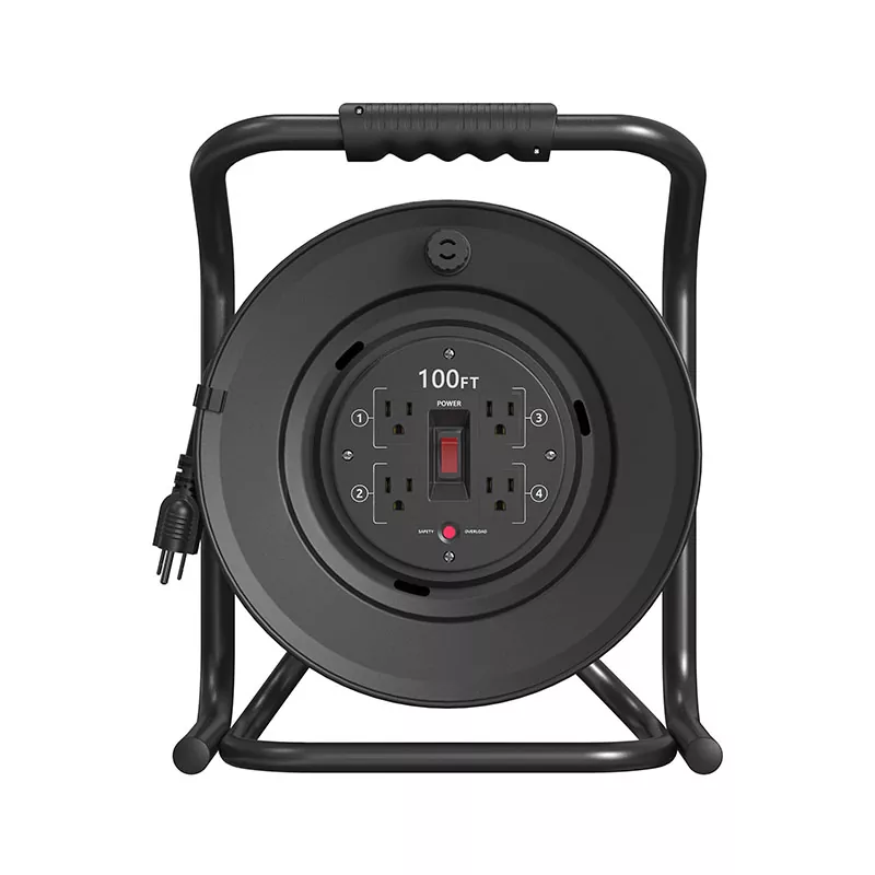 4 आउटलेट्स प्लास्टिक कॉर्ड रील 100 फूट 4 आउटलेट्स प्लास्टिक कॉर्ड रील 100 फूट
