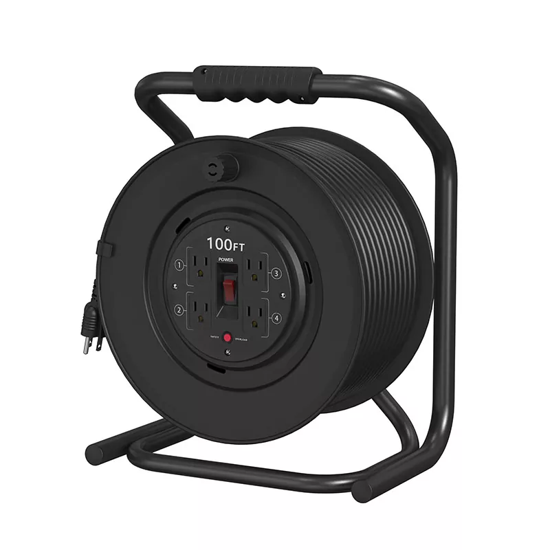 4 आउटलेट्स प्लास्टिक कॉर्ड रील 100 फूट