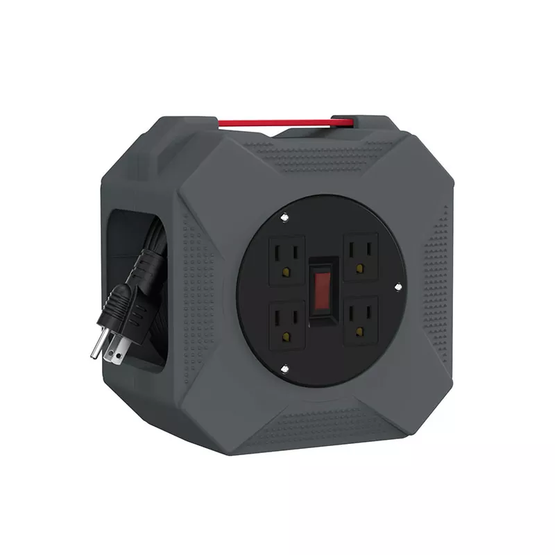 4 आउटलेट्स प्लास्टिक कॉर्ड रील 45 फूट 4 आउटलेट्स प्लास्टिक कॉर्ड रील 45 फूट